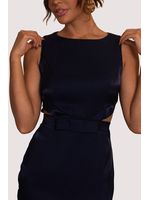 Vestido Plano Midi Com Vazado E Laco Marinho 40