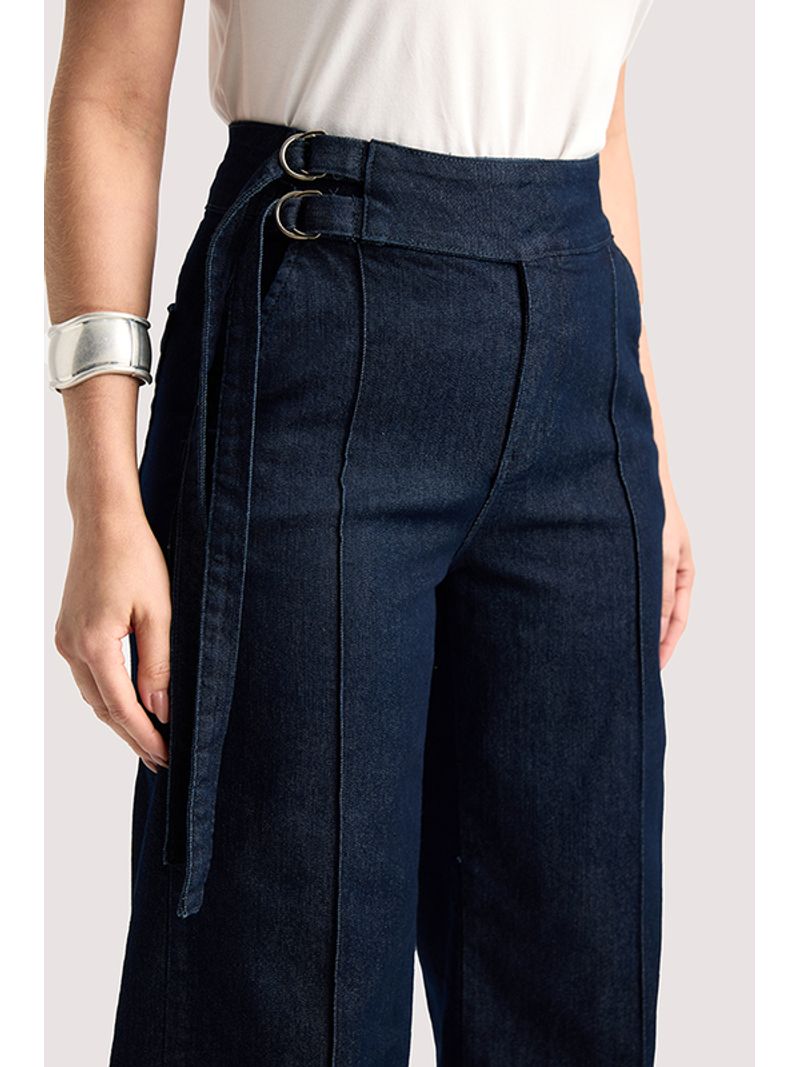 Calca Wide Leg Com Cos Diferenciado Azul 38