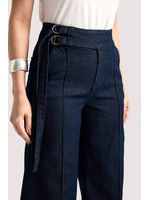 Calca Wide Leg Com Cos Diferenciado Azul 40