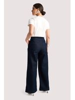 Calca Wide Leg Com Cos Diferenciado Azul 40