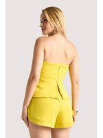 Conjunto De Short E Blusa Peplum Com Laco Amarelo 40