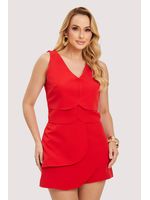 Conjunto De Cropped E Short Saia Em Camadas Vermelho 46