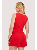 Conjunto De Cropped E Short Saia Em Camadas Vermelho 46