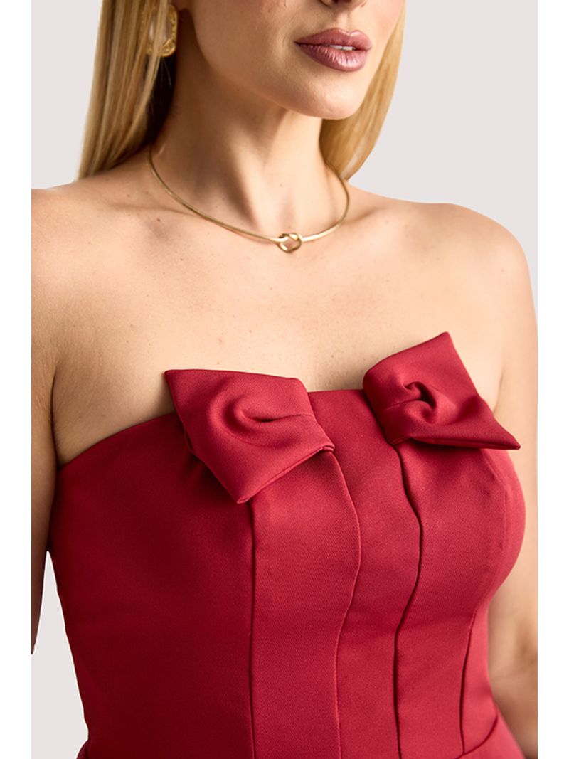 Conjunto De Short E Blusa Peplum Com Laco Vinho 46