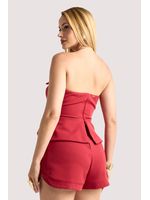 Conjunto De Short E Blusa Peplum Com Laco Vinho 46