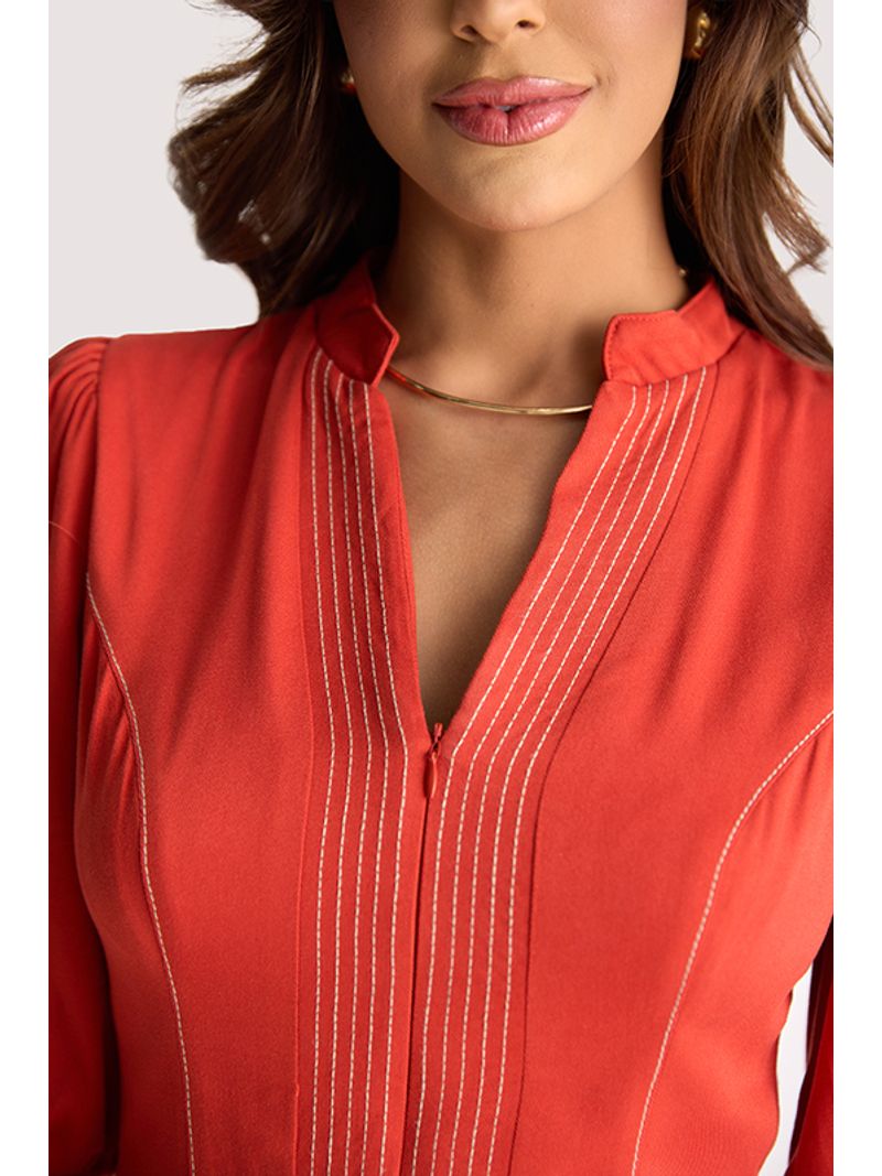 Macacao Pespontado Com Manga Telha 36