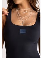 Blusa Regata Com Etiqueta Couro Preto P