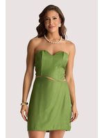 Vestido Plano Curto Com Recorte Organico Verde 38