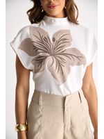 Conjunto De Blusa Com Botoes E Gola Com Estampado / Cinza 36