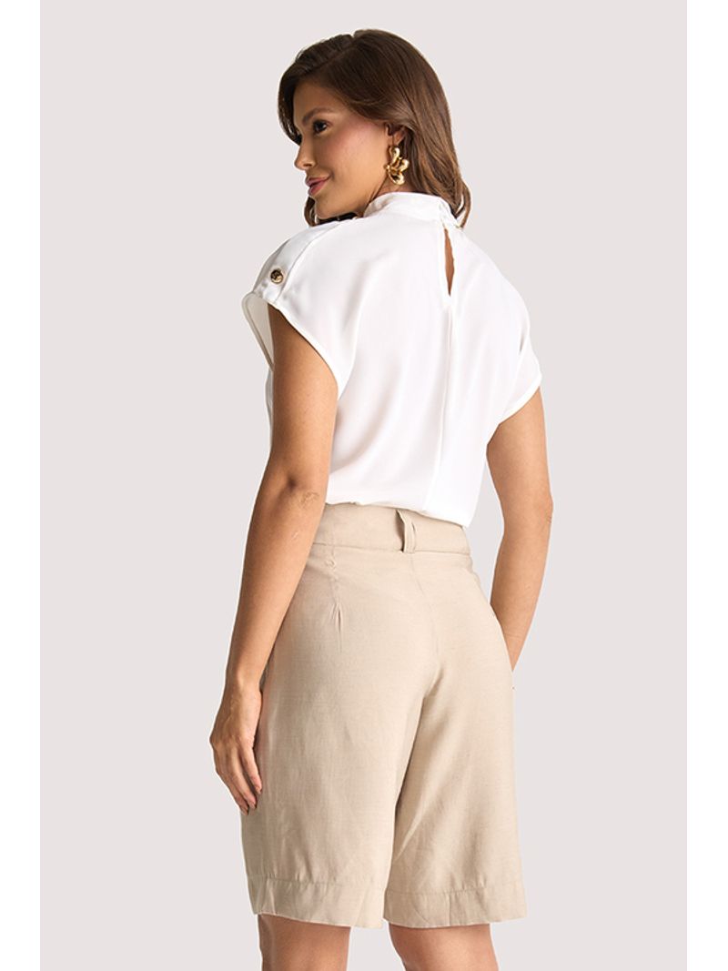 Conjunto De Blusa Com Botoes E Gola Com Estampado / Cinza 36