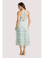 Vestido Plano Longo Com Plissado Estampado 36