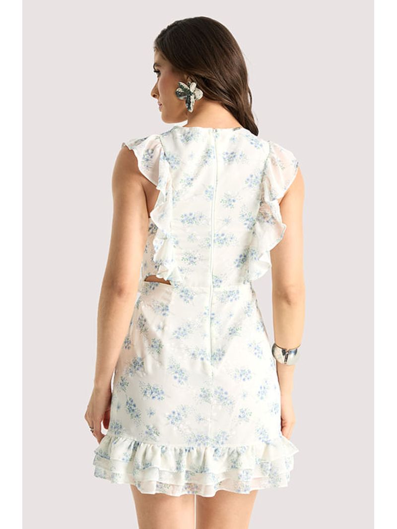 Vestido Plano Curto Com Babadinhos Estampado 36