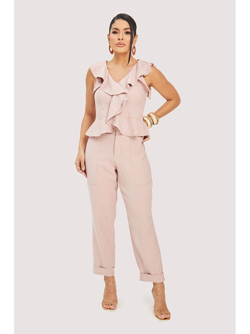 Calca Carrot Com Utilitarios Rosa 44