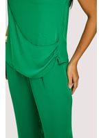 Conjunto De Blusa Com Amarracao Com Calca Verde M