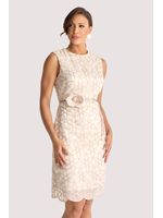 Vestido Plano Midi Com Flor Off/bege 36