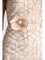 Vestido Plano Midi Com Flor Off/bege 36