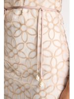 Vestido Plano Midi Com Flor Off/bege 36