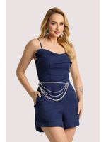 Macacao Curto Com Dobroes Marinho 38