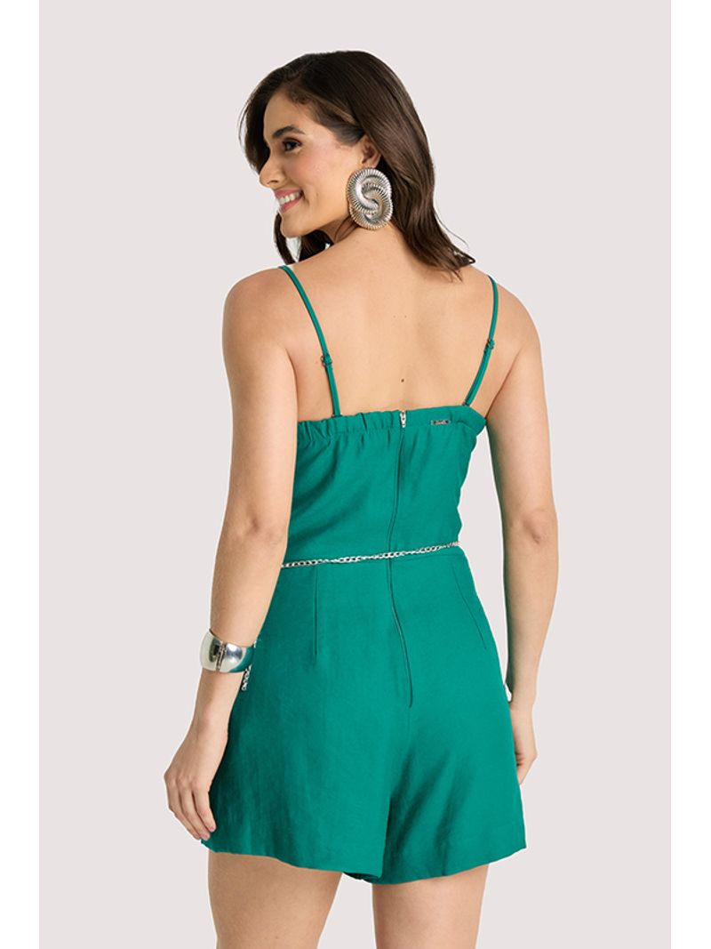 Macacao Curto Com Dobroes Verde 46