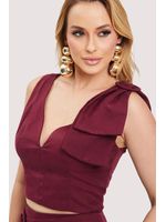 Blusa Com Decote E Laco Aplicado Vermelho Burgundy 36