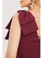 Blusa Com Decote E Laco Aplicado Vermelho Burgundy 36