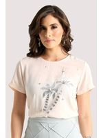 Blusa Baby Look Com Aplicacoes Rosa 36