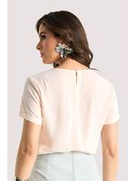 Blusa Baby Look Com Aplicacoes Rosa 36