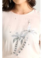 Blusa Baby Look Com Aplicacoes Rosa 36