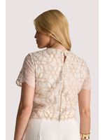 Blusa Semi Cropped Tecido Bordado Estruturada Off/bege 36