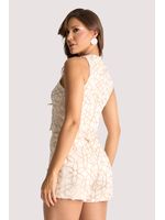 Conjunto Short E Blusa Tecido Bordado Off/bege 36