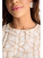 Conjunto Short E Blusa Tecido Bordado Off/bege 40