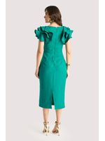 Vestido Plano Midi Com Ombro Diferenciado Verde 38