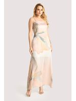 Vestido Plano Longo Com Alcas De Strass Estampado 38