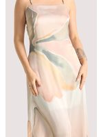 Vestido Plano Longo Com Alcas De Strass Estampado 38