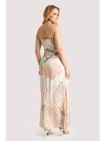 Vestido Plano Longo Com Alcas De Strass Estampado 38