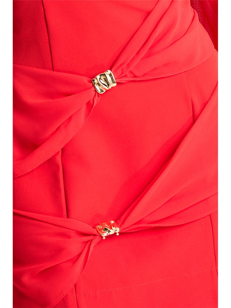 Vestido Plano Curto Com Detalhe E Aviamento Em M Vermelho 38