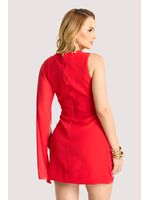 Vestido Plano Curto Com Detalhe E Aviamento Em M Vermelho 38
