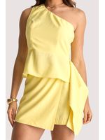 Conjunto Blusa Ombro So E Short Saia Amarelo 38