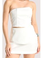 Conjunto Blusa Sem Alca C Saia Curta E Aviamentoff White 42