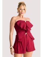 Conjunto De Blusa Peplum Com Laco Off White 36