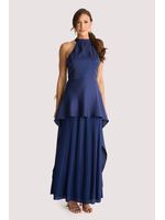 Conjunto Blusa E Saia Longa Plissada Marinho 38