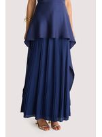 Conjunto Blusa E Saia Longa Plissada Marinho 38