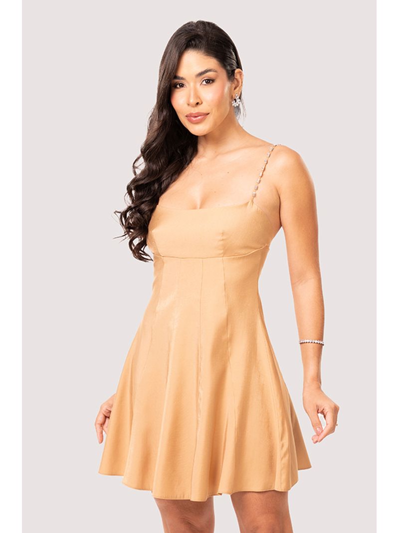 Vestido Plano Curto Com Nesgas Branco 42