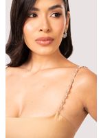 Vestido Plano Curto Com Nesgas Bege 44