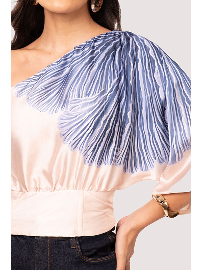 Blusa Transversal Ampla Estampado /  Azul 36