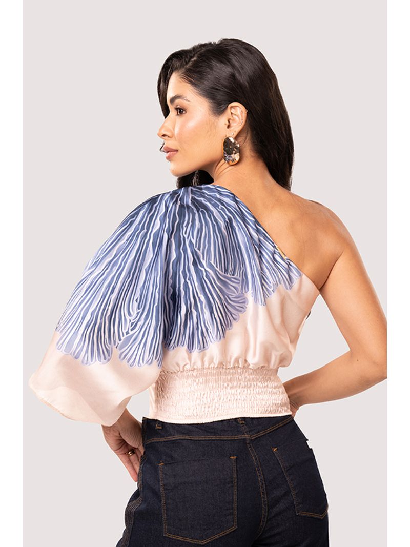 Blusa Transversal Ampla Estampado /  Azul 36