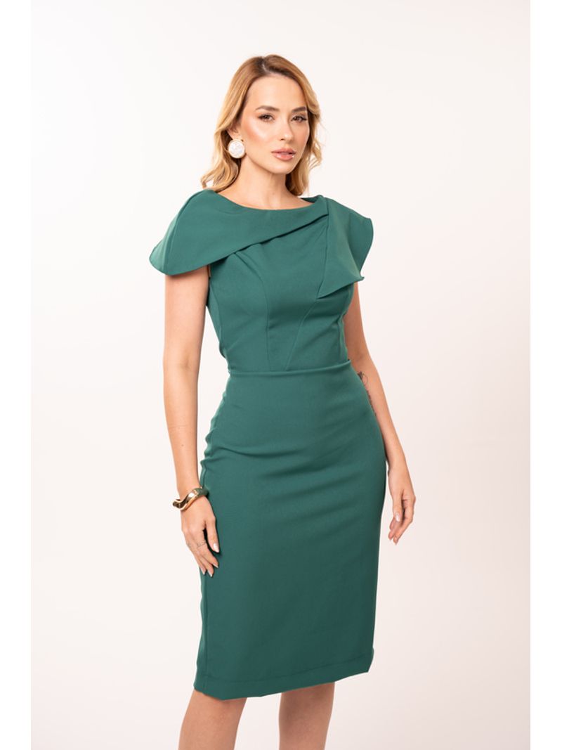 Vestido Plano Com Dobraduras Amarelo 38