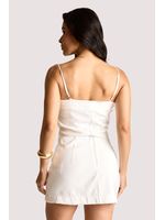 Conjunto Blusa E Saia Curta Com Aplicacoes Branco 36