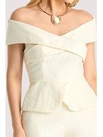 Conjunto Blusa Peplum Com Calca Off White 38