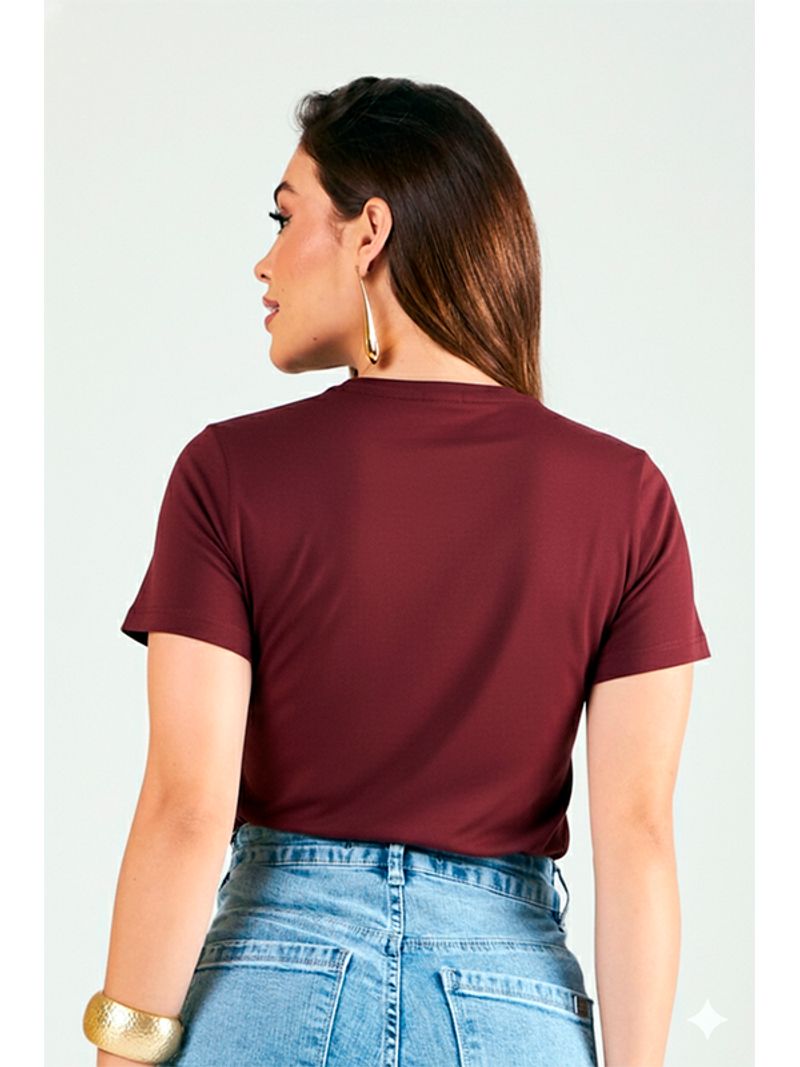 Blusa Tshirt Com Estampa Silk Metalico E Tule Marrom M